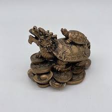 Feng Shui Dragon Tortoise Coin Yuanbao Wealth Figurine | eBay