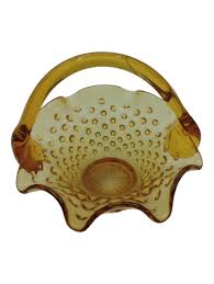 Fenton Colonial Amber Hobnail Basket Single Ruffle 5 3/4 ...