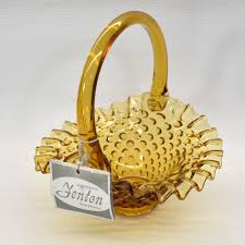 Fenton Art Glass Gold Amber Hobnail Basket Vintage - Etsy