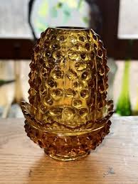 Fenton HOBNAIL FAIRY Lamp / Light Candle Two Piece AMBER / Amberina | eBay