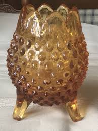 VINTAGE FENTON MARIGOLD HOBNAIL FOOTED ART GLASS VASE | eBay