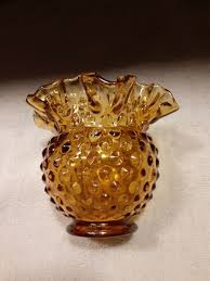 Fenton Ruffled Hobnail Amber Vase | eBay