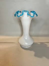 Fenton Glass 1941 - 1943 Aqua Crest Vase 8” Tall in ...