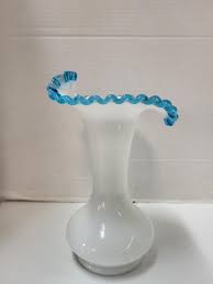 Fenton Aqua Crest Vase - Etsy