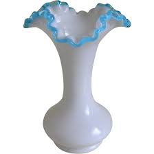 Vintage Fenton Aqua Crest Vase. For Sale at Ruby Lane