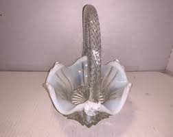 Vintage Fenton Clear Opalescent Vulcan Basket w / Clear Rope Pattern Handle - Etsy España