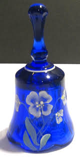 Fenton 95TH YEAR Anniversary Cobalt blue hand painted Bell Signed | eBay