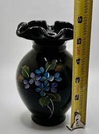 Vintage Fenton Black Ruffle Vase - signed by B. Huggins | eBay