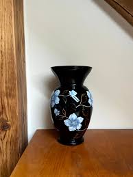Art. 342 - Vintage Vase - Hyalith Glass - Floral Motif - Hand ...
