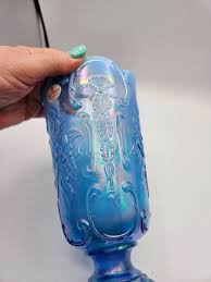 VTG. Fenton Blue Opalescent Vase Retired | eBay