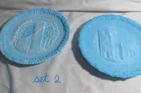 Fenton Glass, Blue Satin Christmas Churches Plates, 2 Plates ...