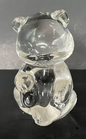Fenton Bear Art Glass Sitting Crystal Clear Figurine ...