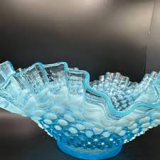 Vintage Fenton Blue Opalescent Ruffled Hobnail Square Bowl - Hard to Find - Excellent Condition - No Label - Etsy