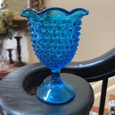 Fenton | Accents | Vintage Fenton Peacock Blue Hobnail Glass ...