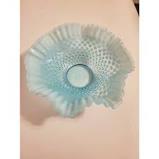 Fenton Blue Opalescent Hobnail Bowl | Chairish