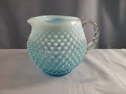 Fenton Blue Opalescent Hobnail Glass 32 Oz Squat Jug or ...