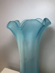 Vintage Westmoreland Satin Sky Blue Footed Swung Vase 13 ...