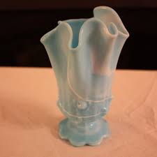 Vintage Fenton Blue Marble (blue Slag) Cabbage Rose ...