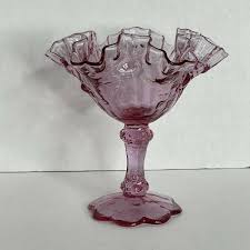 Vintage Fenton Pink Cranberry Compote Ruffled Pedestal Candy ...
