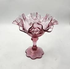 Fenton Colonial Pink Cabbage Rose Ruffled Compote - Etsy
