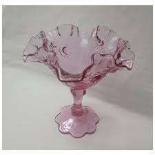 Fenton cabbage rose pattern dusty rose compote. For Sale at ...
