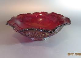 Vintage Indiana Heirloom Iridescent Sunset Red Carnival Glass Bowl 10" | eBay