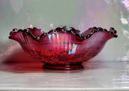 Vintage TARIFF FREE Cadmium L.E. Smith Red Carnival Art Glass Bowl With Fluted Edge and Windmill Pattern CIRCA 1970s - Etsy