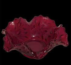 Vintage Westmoreland Ruffled Ruby Red Glass Candy Dish Bowl 6.5" W & 3" T Flower | eBay Australia