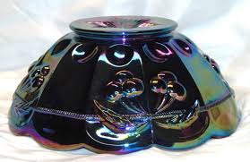 MOSSER Glass Bowl Iridescent Purple Carnival Glass Cherry ...