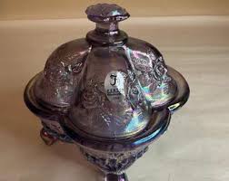 Vintage Fenton Amethyst Carnival Glass Candy Dish: Lily of ...