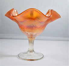 Fenton Marigold Carnival Glass "Peacock and Urn" Compote - ChristiesCurios