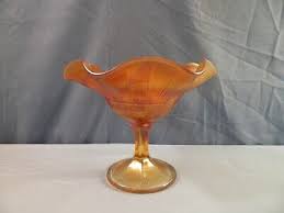 Northwood Marigold Carnival Glass Basketweave Exterior Compote Footed Candy Dish | eBay