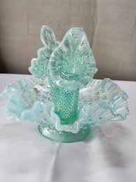 Vintage Fenton Aqua Iridescent Persian Pearl Hobnail Epergne Vase 3 Horn - Etsy Ireland