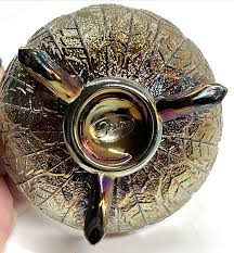 Vintage Fenton Amethyst Carnival Glass Tri Footed Bowl Leaf Pattern 4.5" | eBay