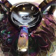 Vtg purple FENTON DAISY CARNIVAL GLASS 3 footed rose bowl AS IS | eBay