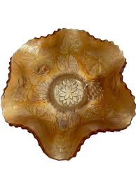 Vintage Fenton Carnival Glass Marigold 6" Water Lily Iridescent Bowl Candy Dish | eBay