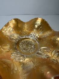 Fenton Marigold Lotus and Poinsettia Iridescent Footed Candy Dish/Bowl 6" | eBay