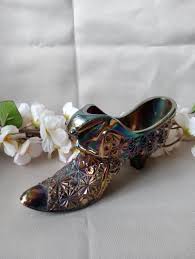 Vintage Old Virginia Glass Black Amethyst Carnival Daisy ...