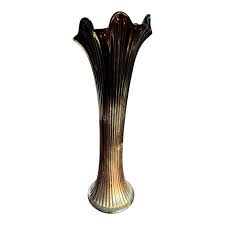 Early 20th Century Northwood Long Ribbed Carnival Glass Vase | Chairish