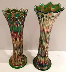Antique Pair of Fenton Green Art Glass Vases at 1stDibs | vintage fenton green glass vase, vintage fenton glass vase, fenton antique glass