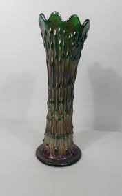 Fenton Carnival Glass Green Vase "April Showers" or "Raindrop" 9-3/4" tall Vtg. | eBay