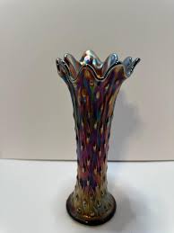 Antique Fenton Carnival Glass Vase April Showers in Amethyst - Etsy