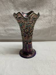 COBALT BLUE CARNIVAL GLASS VASE | eBay