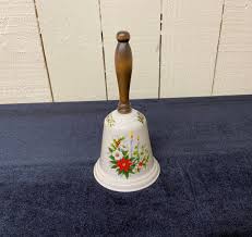 Vintage Christmas Bell With Wood Handle ~ Poinsetta and ...
