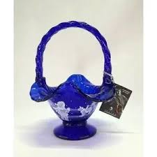 Fenton | Art | 9 New Cobalt Blue Glass Fenton Basket Painted ...