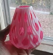 FENTON CRANBERRY OPALESCENT ART GLASS CONE VASE COIN DOT ...