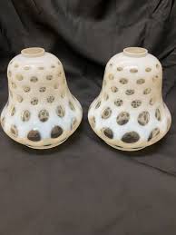 Fenton White Opalescent Pair of Coin Spot/Coin Dot Light ...