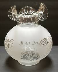 4" Straight Fitter Etched Filigree Gas Table Lamp Shade With ...