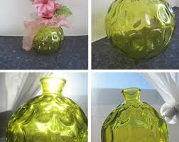 Vintage GREEN and PINK San Miguel Spanish Recycled Art Glass Double Bubble Decanter or Vase Bottle 13" Tall. Gorgeous Condition~ - Etsy