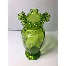 Antique Late 19th Century Green Glass Bottles/Vases - Set of 3 | Chairish